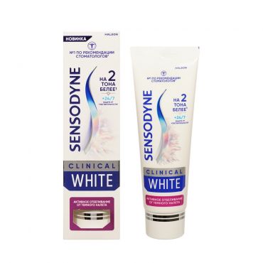 Зубная паста Sensodyne Clinical White Активное отбеливание от темного налета 75мл.