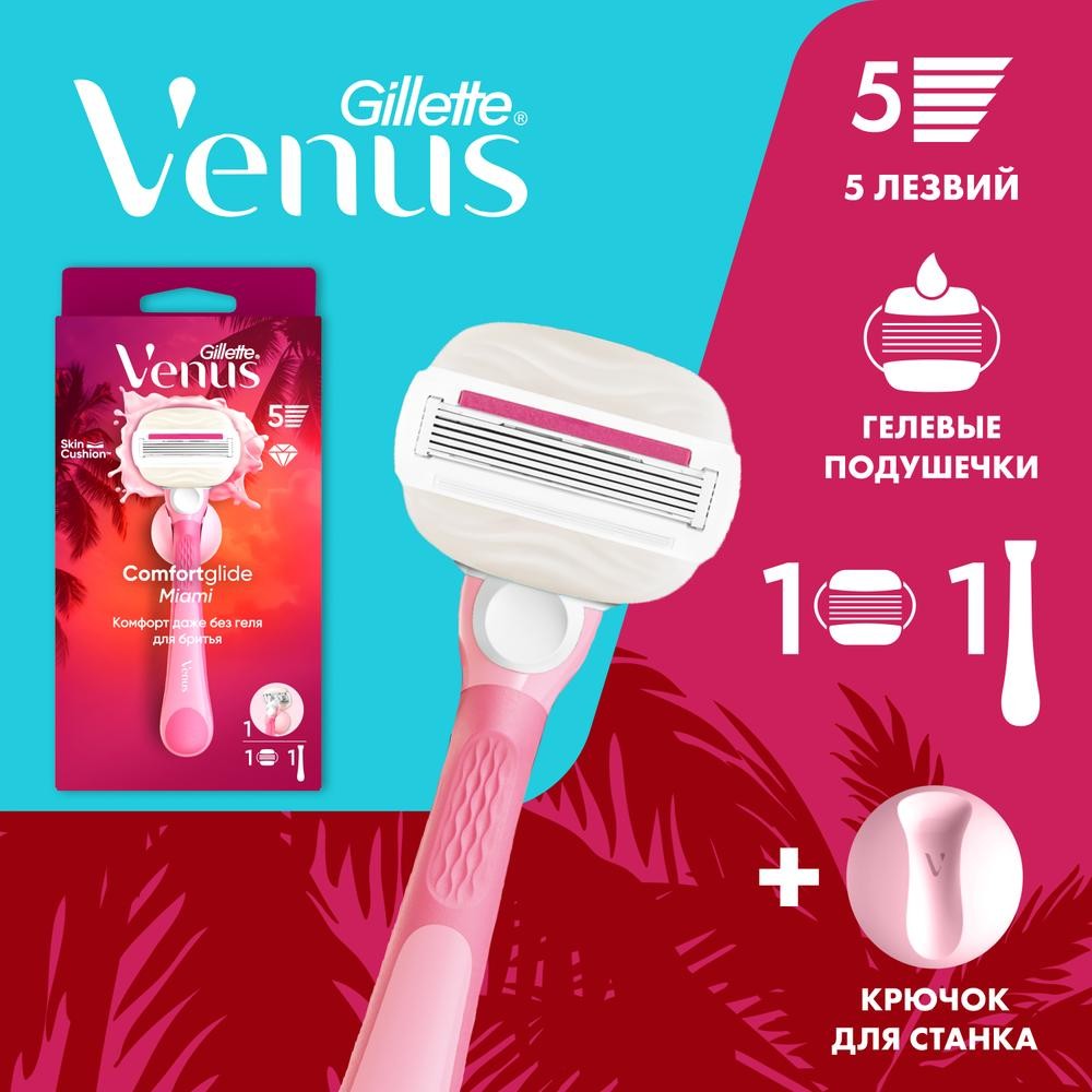 Женский станок для бритья Venus Comfortglide Miami + 1 сменная кассета. Фото 2.