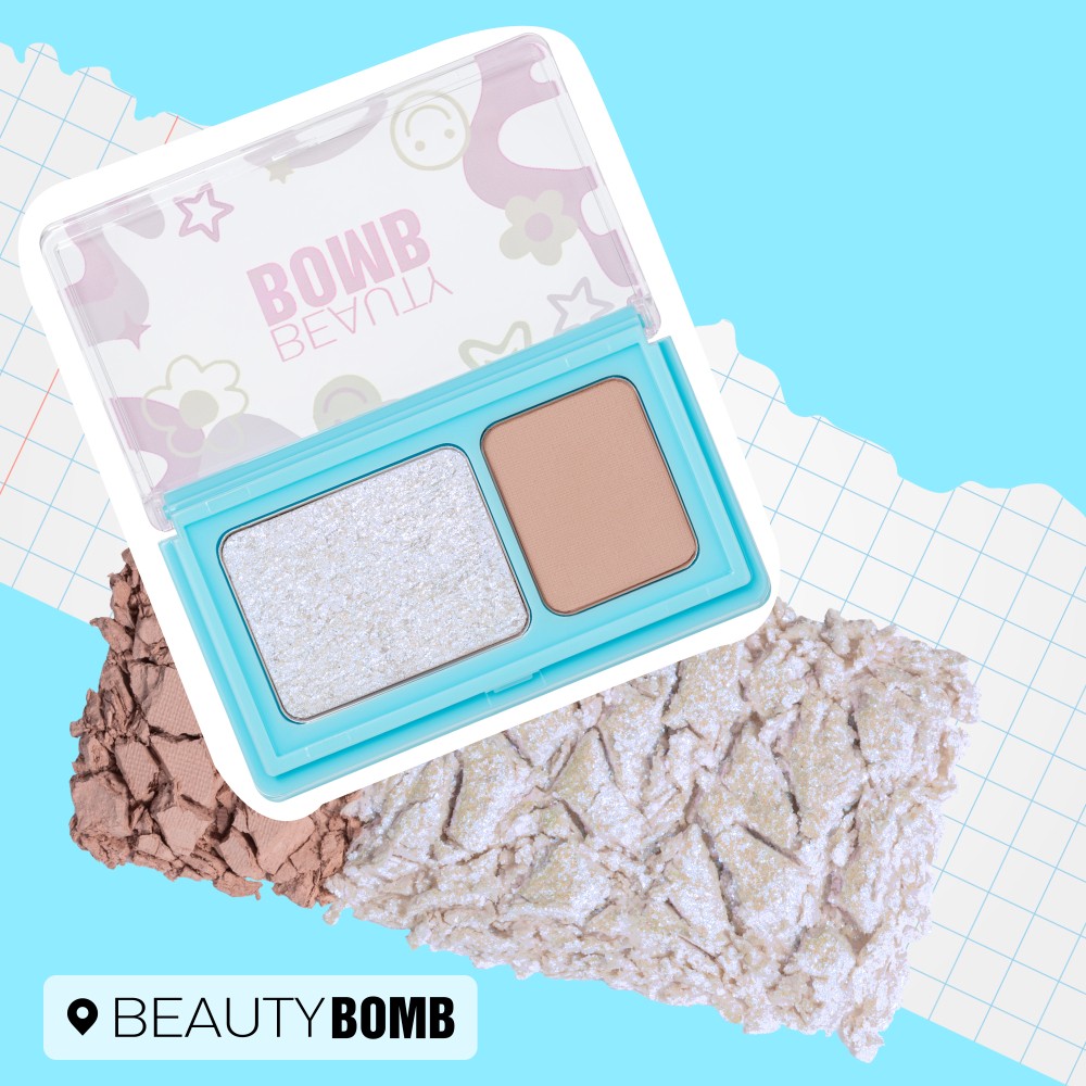 Палетка теней для век двойная Beauty Bomb Double Eyeshadow 01 3,4г. Фото 7.