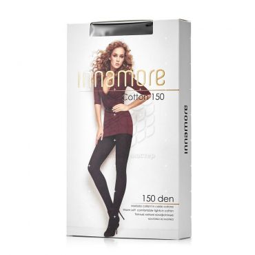 Хлопковые колготки Innamore Cotton женские 150den Nero 3 размер.