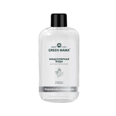 Мицеллярная вода для лица Green Mama для бережного и эффективного очищения " Гамамелис и пшеница " 500мл.