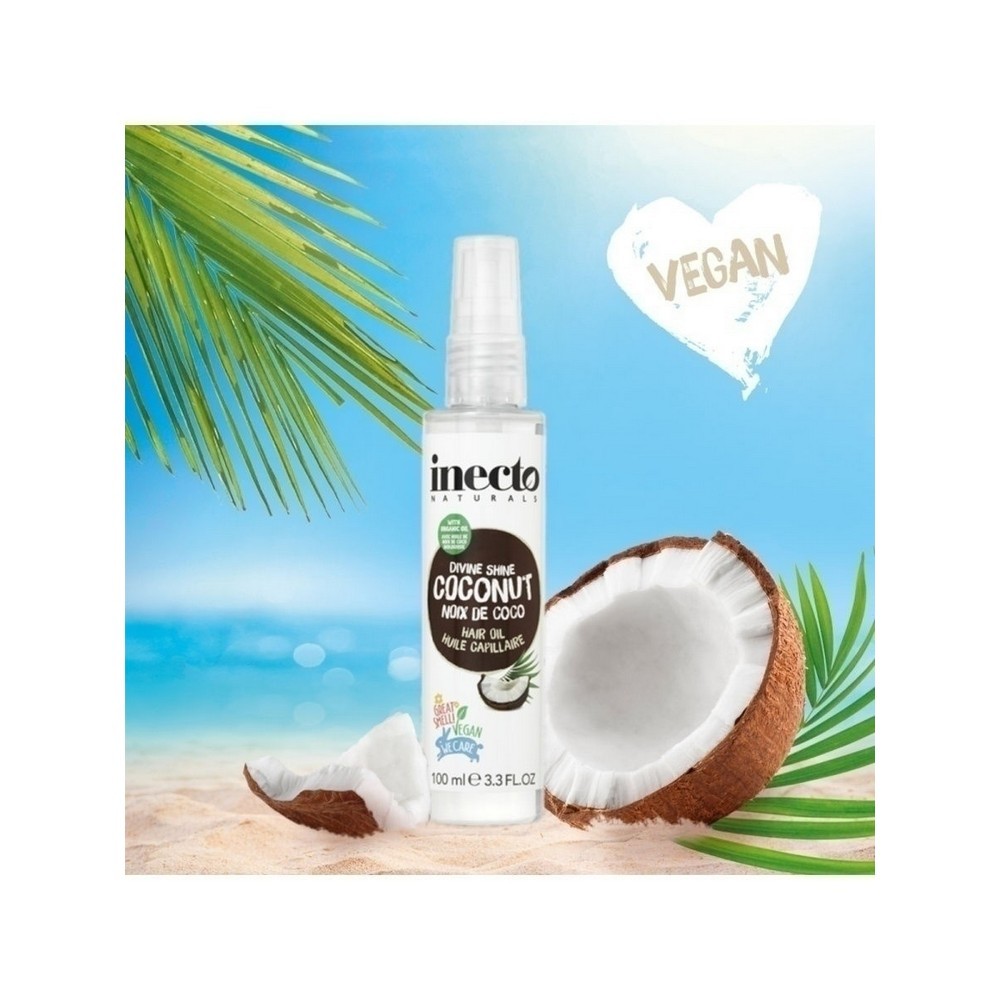 Увлажняющее масло для волос Inecto Coconut Hair oil с экстрактом кокоса 100мл. Фото 2.