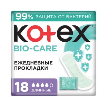 Ежедневные прокладки Kotex Bio-Care экстра защита 18шт.