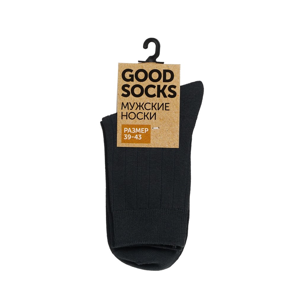 Мужские однотонные носки Good Socks Лапша Графит р.39-43. Фото 1.