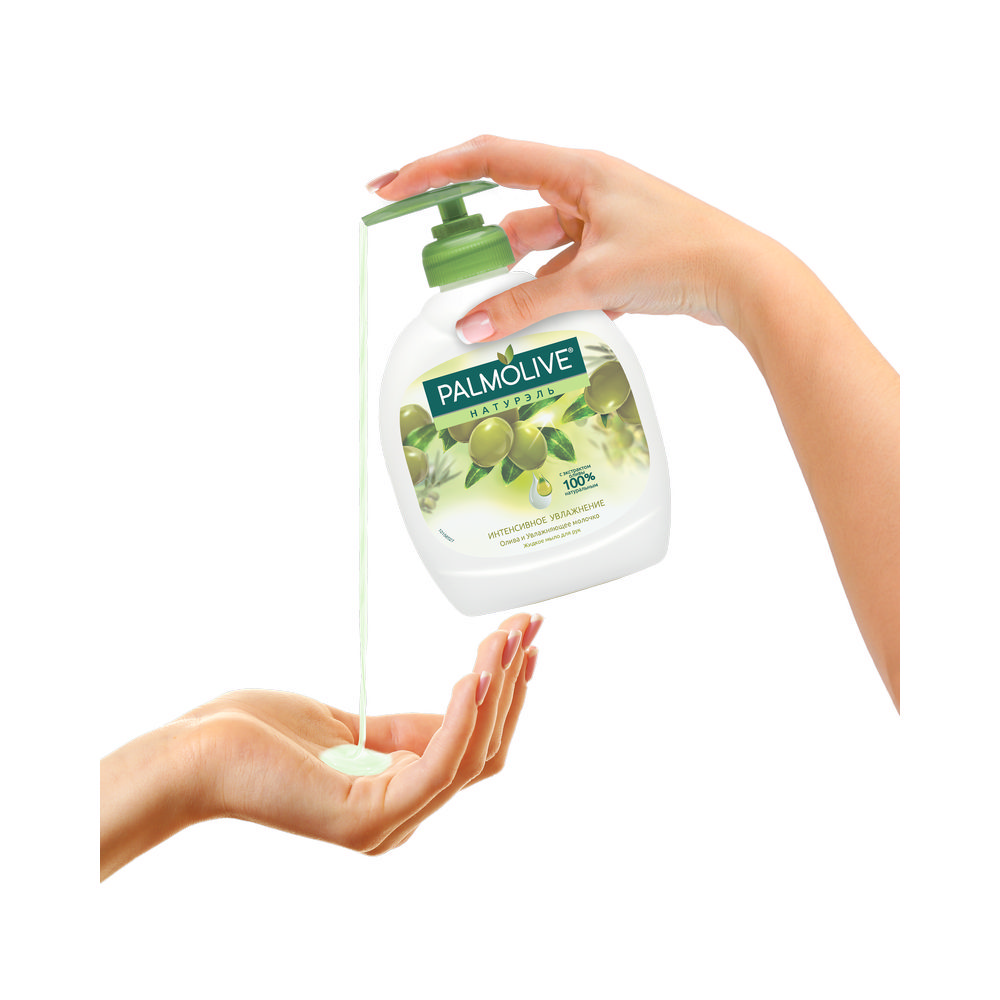 Жидкое мыло Palmolive Натурэль " интенсивное увлажнение " Олива и увлажняющее молочко 300мл. Фото 2.