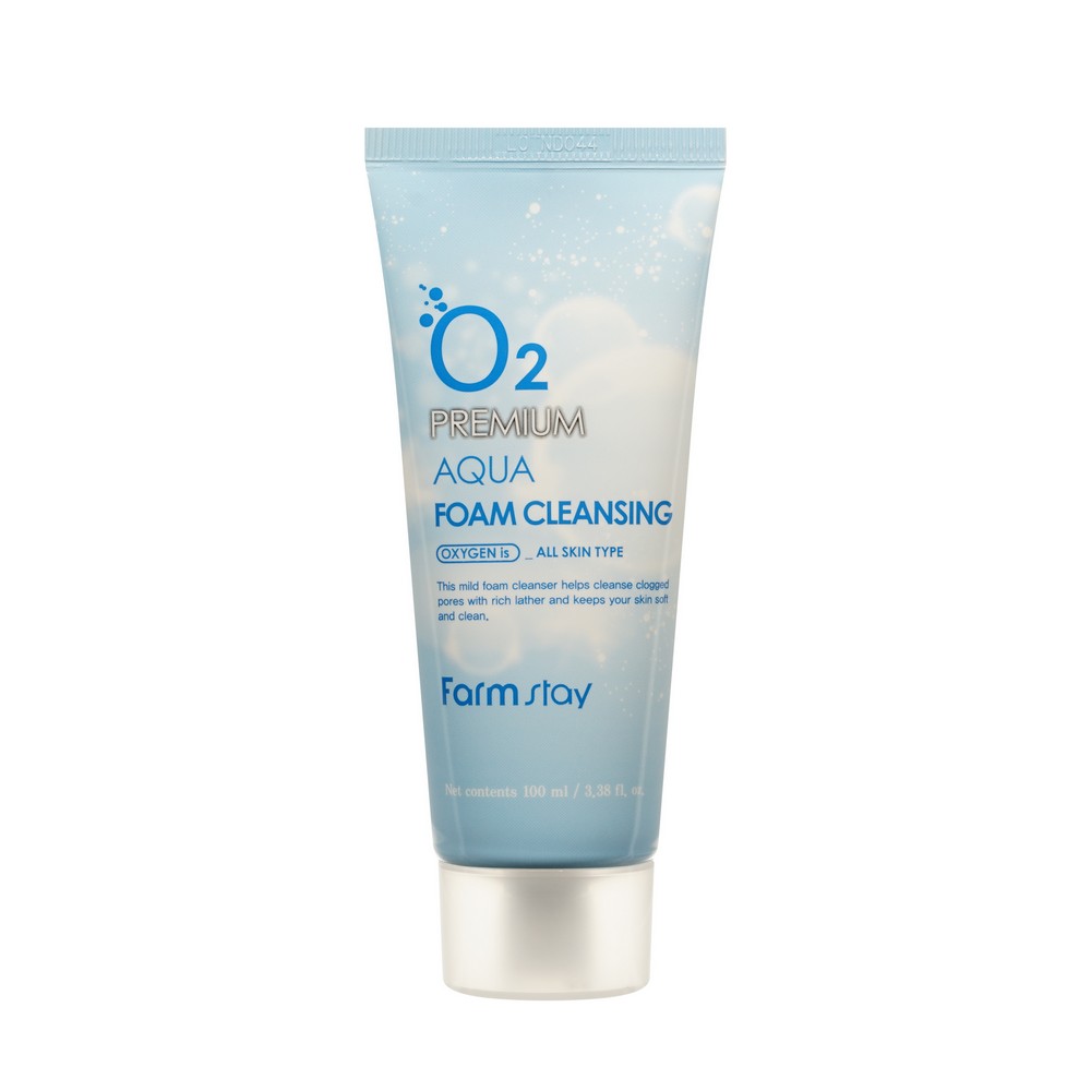 Очищающая увлажняющая пенка для лица FarmStay O2 Premium Aqua Foam Cleansing 100мл. Фото 5.