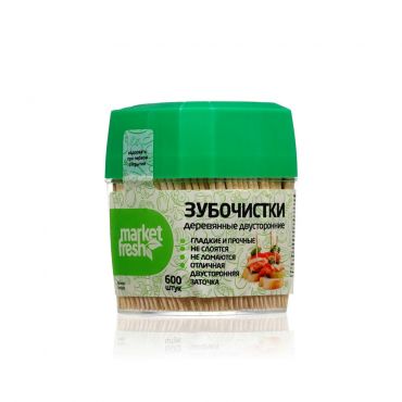 Зубочистки Market Fresh березовые , в пластиковом диспенсере 600шт.