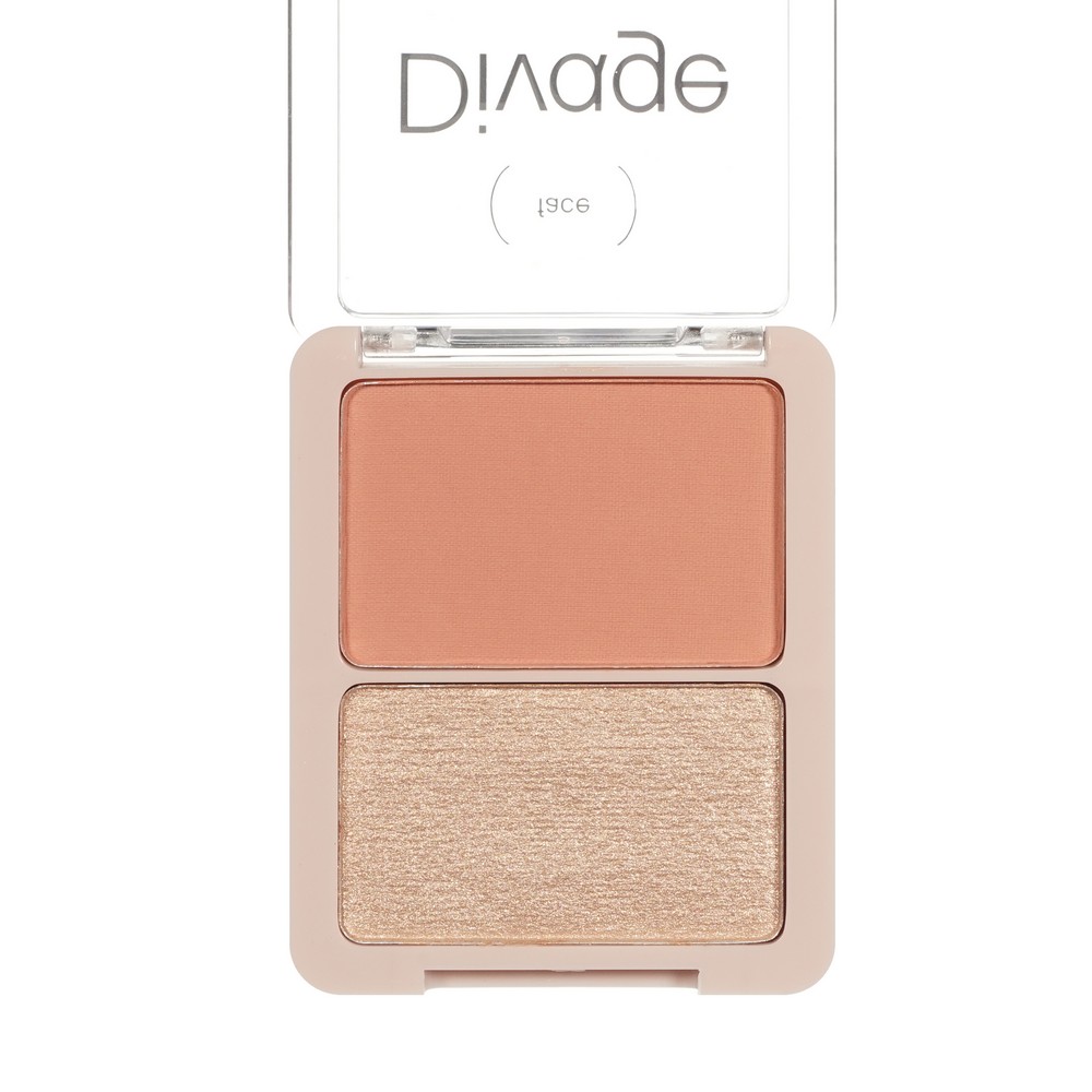 Палетка для лица Divage Blush & Highlighter Duo Face Palette 01 8г. Фото 4.