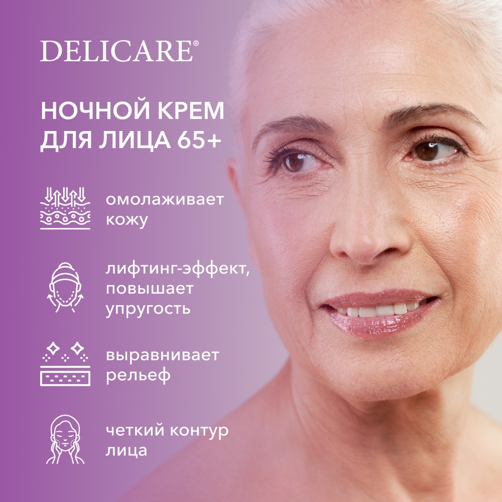 Ночной крем для лица Delicare Retinol Revolution 65+ 50мл. Фото 6.