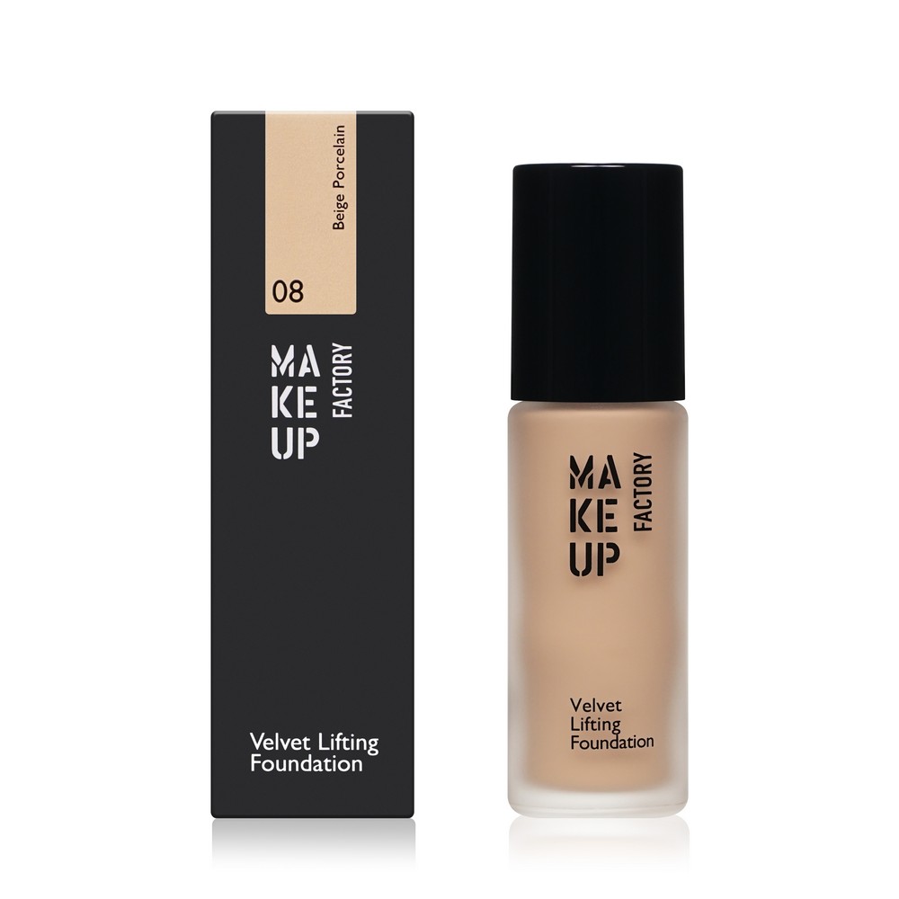 Тональный крем для лица с эффектом лифтинга Make Up Factory Velvet Lifting Foundation 08 Beige Porcelain 30мл. Фото 1.