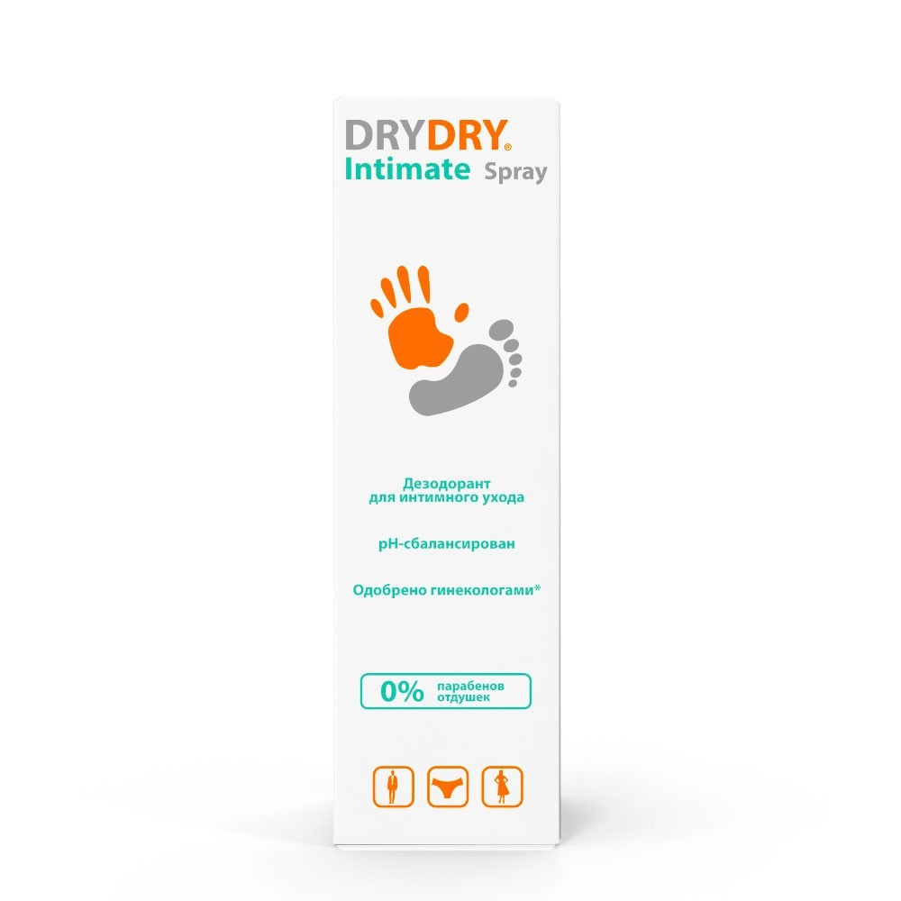 Дезодорант - спрей для интимного ухода Dry Dry Intimate Spray универсальный 50мл. Фото 1.