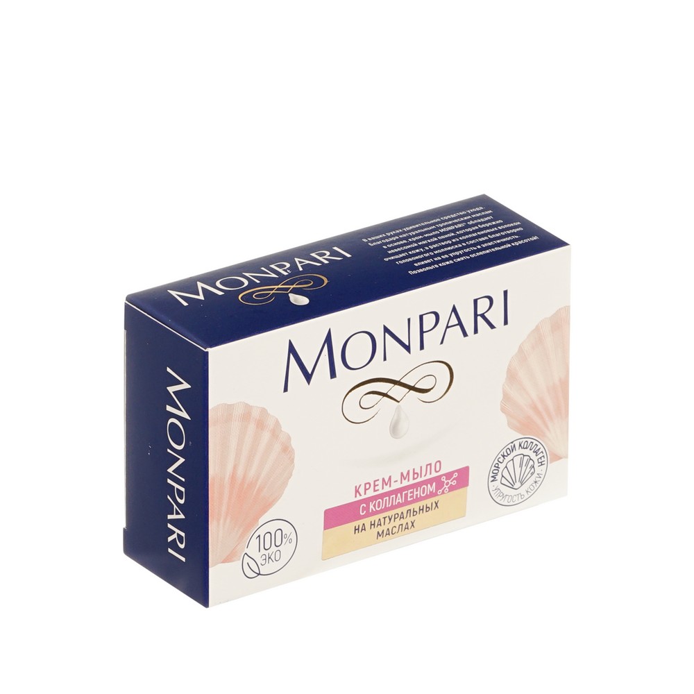 Крем - мыло твердое с коллагеном Monpari 100г. Фото 2.