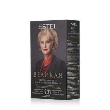 Стойкая крем - краска для седых волос Estel Великая 9/31 Блондин золотисто-пепельный.