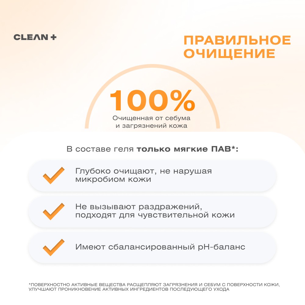 Гель для умывания CLEAN+ Vitamin C + 200мл. Фото 6.