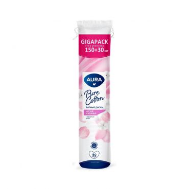 Ватные диски прошитые Aura Pure Cotton 180шт.