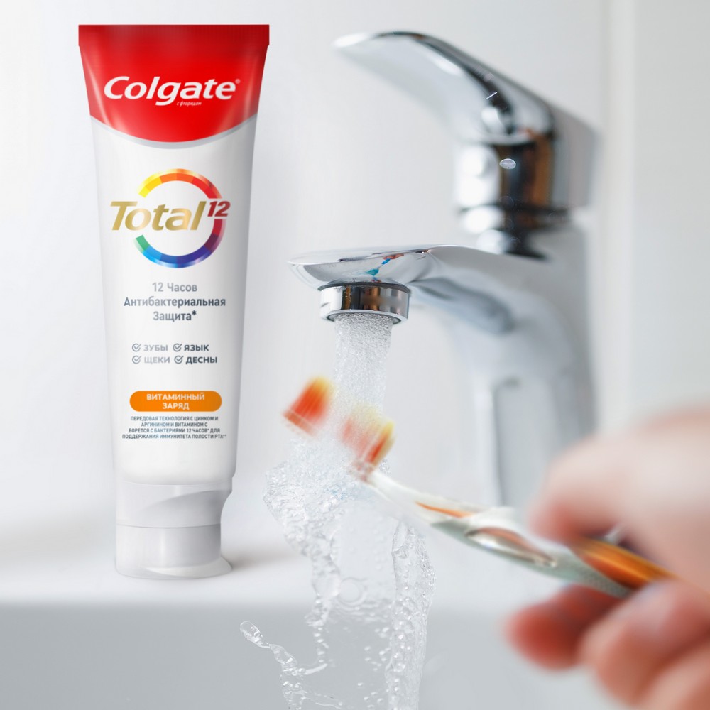 Зубная паста Colgate total 12 " Витаминный заряд " 100мл. Фото 16.