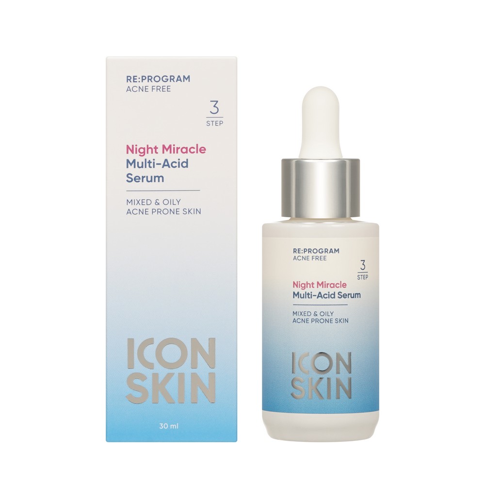 Ночная мультикислотная сыворотка для лица ICON SKIN Re:Program Night Miracle Multi-Acid Serum 30мл. Фото 1.