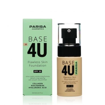 Тональный крем для лица Parisa Cosmetics Base 4U 21 Бежевый 60мл.