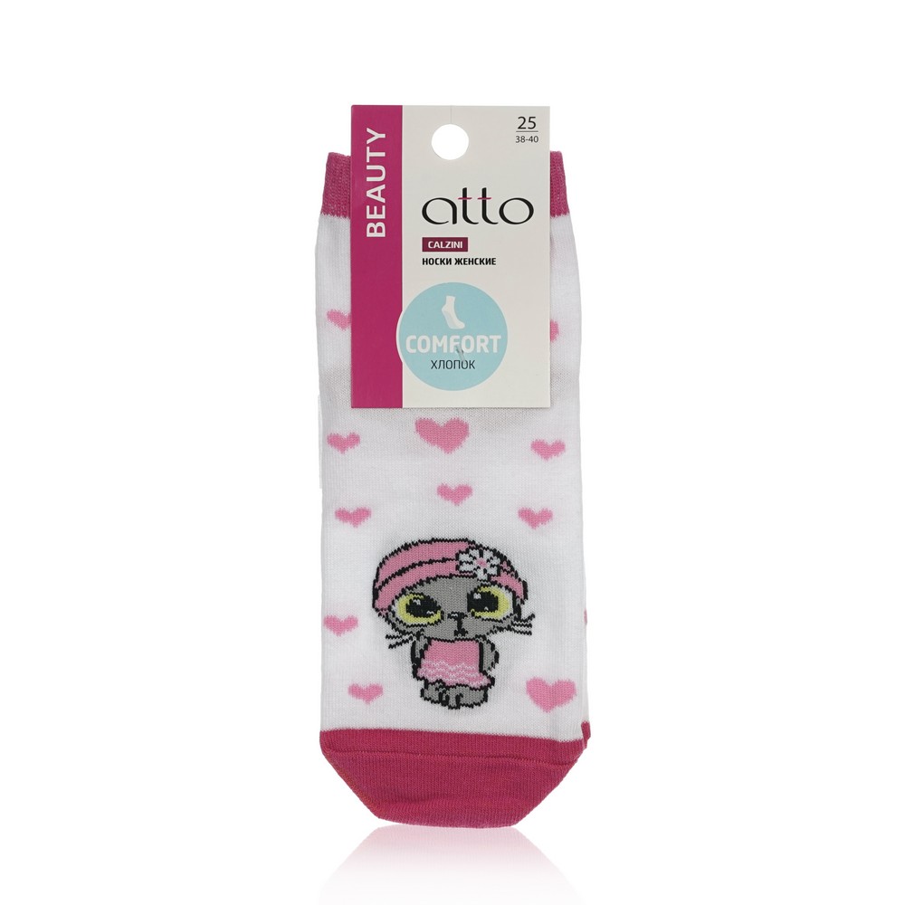 Женские носки Atto Beauty " Кошечка " , Фуксия , р.25. Фото 1.