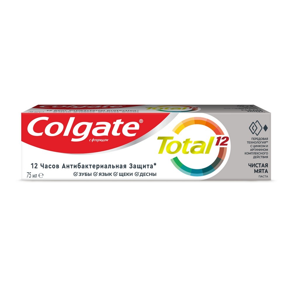 Зубная паста Colgate total 12 " чистая мята " с цинком и аргинином 75мл. Фото 2.