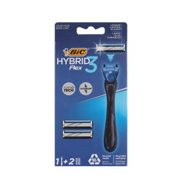 Мужской станок для бритья Bic Flex 3 Hybrid + 2 сменные кассеты.