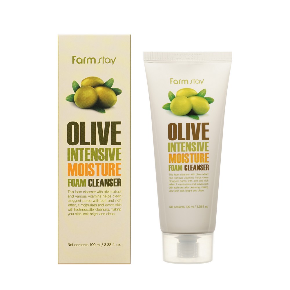 Очищающая пенка для лица с экстрактом оливы FarmStay Olive Intensive Moisture Foam Cleanser 100мл. Фото 1.