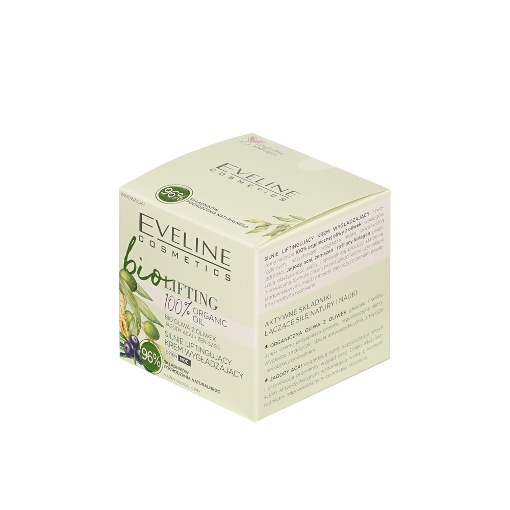 Интенсивно выравнивающий крем для лица Eveline bio-лифтинг 100% organic oil 50мл. Фото 2.