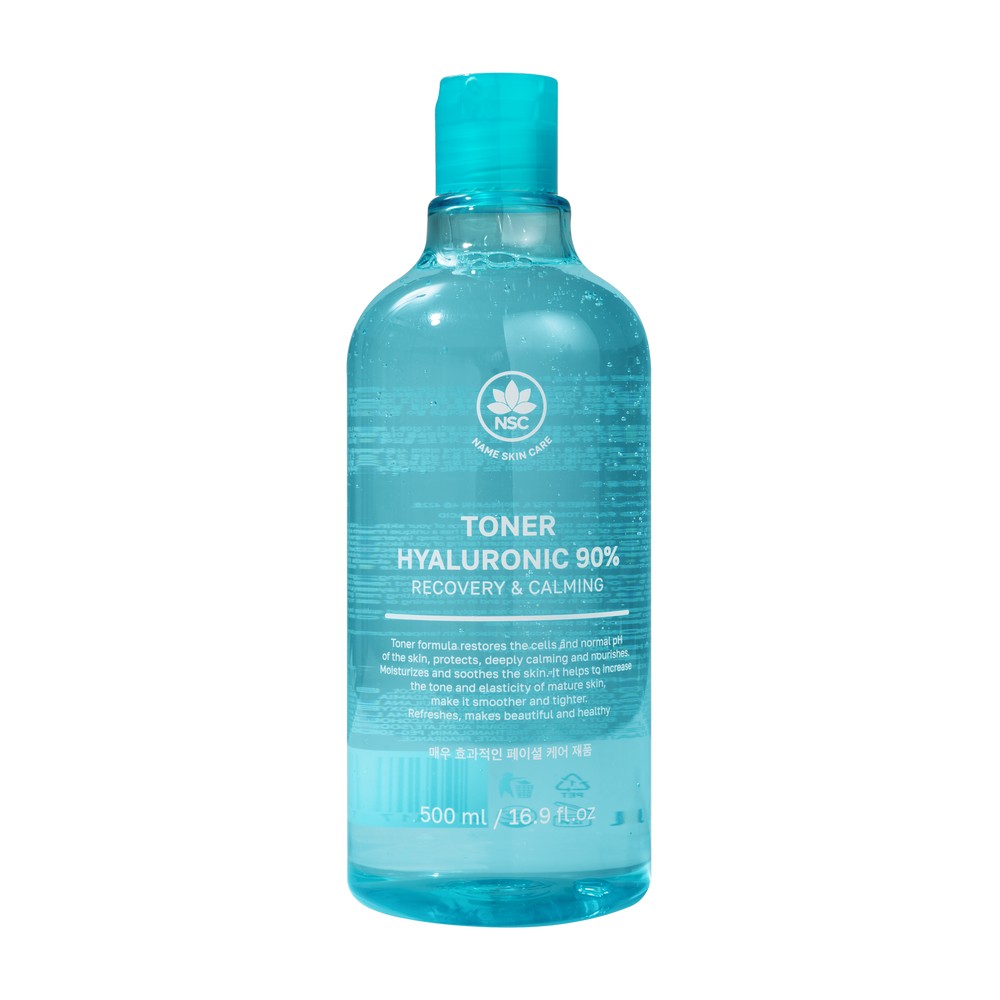 Увлажняющий тонер для лица с гиалуроновой кислотой NSC Hyaluronic 90% Recovery & Calming 500мл. Фото 1.