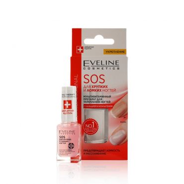 Средство Eveline Nail Therapy Professional SOS для мягких , тонких и расслаивающихся ногтей , с кальцием и коллагеном 12мл.