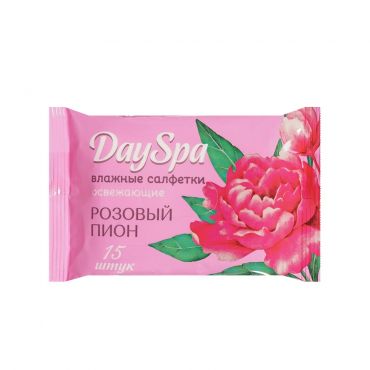 Влажные освежающие салфетки Day Spa " Розовый пион " 15шт.