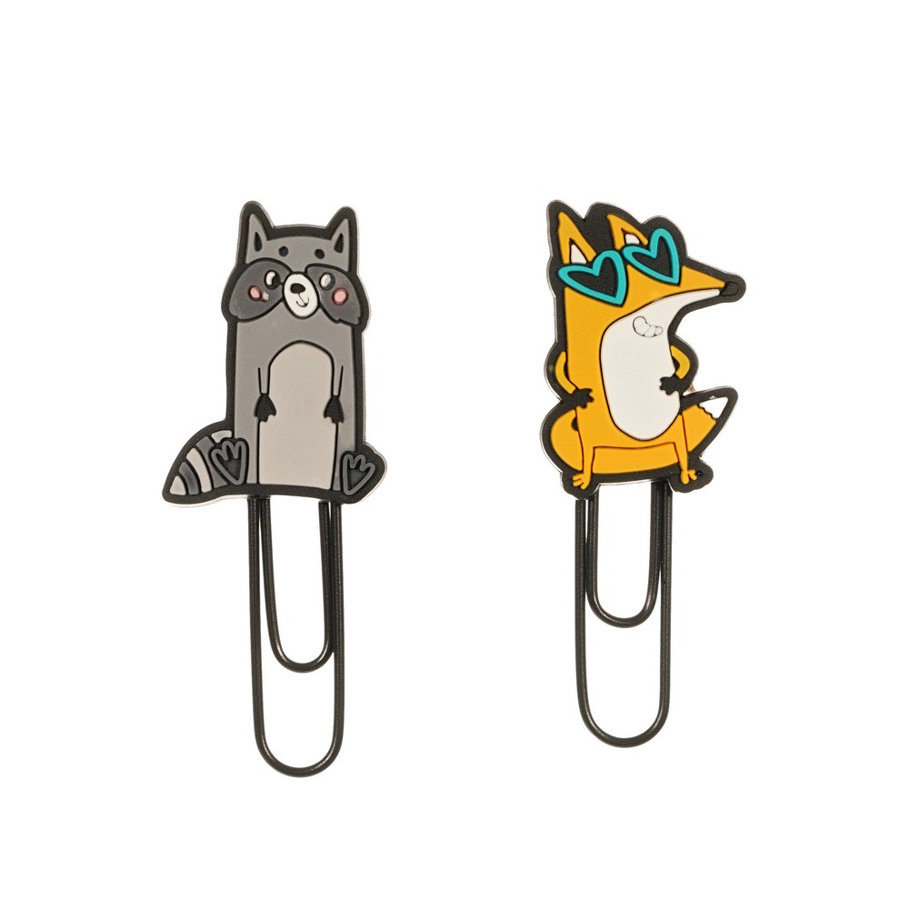 Скрепки - закладки Феникс+ Енот и Лиса 2шт. Фото 3.