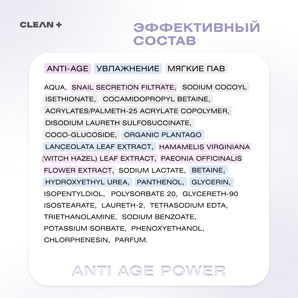 Гель для умывания CLEAN+ Anti Age Power 200мл. Фото 11.