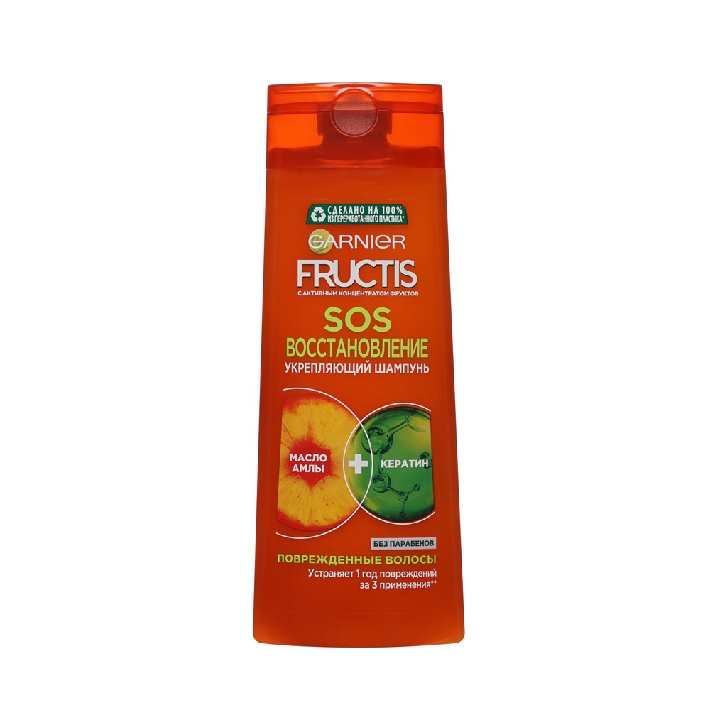 Укрепляющий шампунь Garnier Fructis SOS восстановление для секущихся и поврежденных волос 250мл. Фото 1.