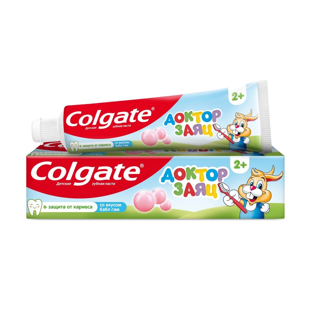 Детская зубная паста Colgate Доктор заяц со вкусом Бабл Гам 2+ 50мл. Фото 1.