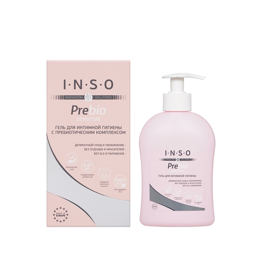 Гель для интимной гигиены INSO PreBio Sensitive с пребиотическим комплексом 250мл. Фото 1.
