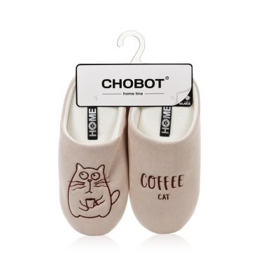 Женские домашние тапочки Home Line Coffe Cat Светло-бежевый р.37-38.