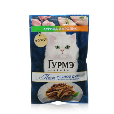 Влажный корм для кошек Гурмэ Перл Соус " Кролик - Курица " 75г.