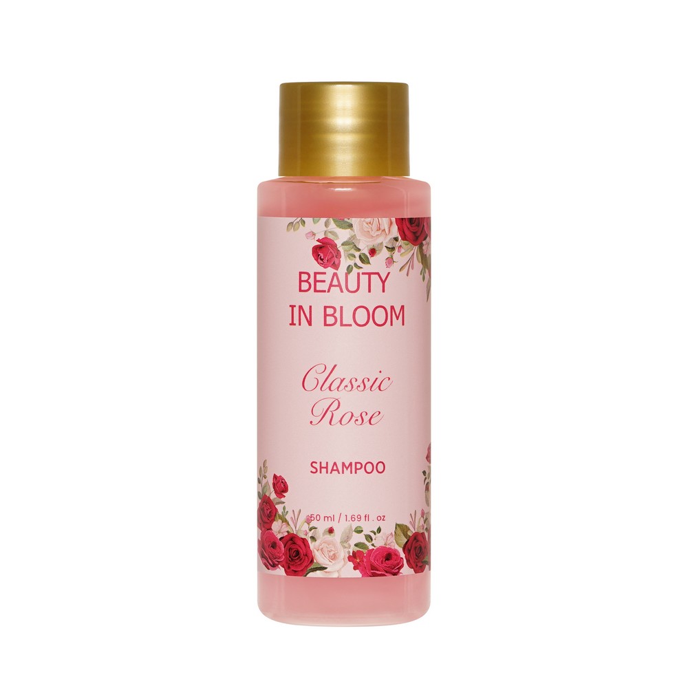 Женский подарочный набор Beauty In Bloom Classic Rose ( шампунь для волос 50мл + кондиционер для волос 50мл + гель для душа 50мл + лосьон для тела 50мл ). Фото 6.
