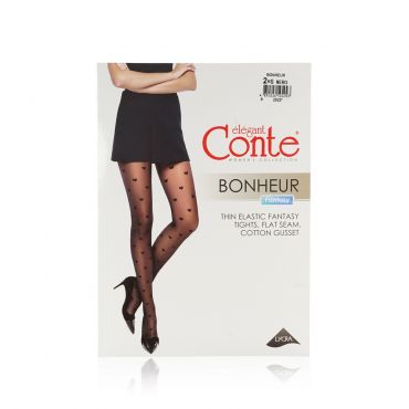 Женские колготки с рисунком Conte Bonheur 20den Nero 2 размер.