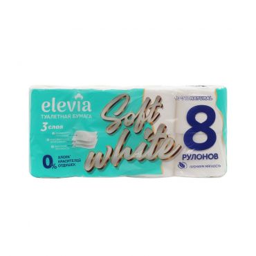 Туалетная бумага Elevia Soft White 3х-слойная 8шт.