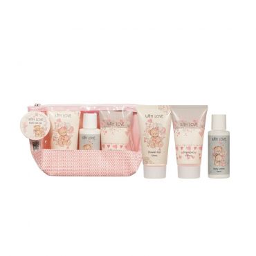 Женский подарочный набор With love ( гель для душа 120мл + шампунь для волос 120мл + лосьон для тела 100мл ) в ассортименте.