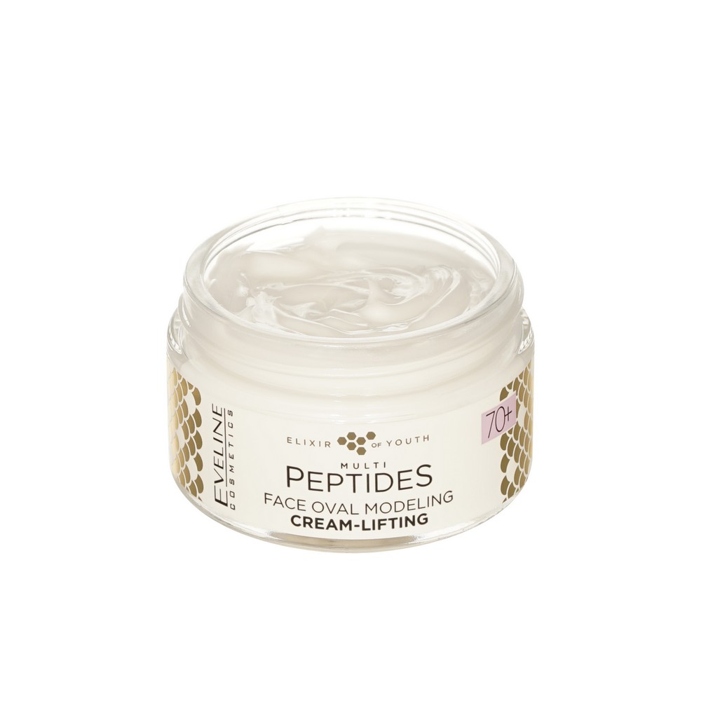 Крем - лифтинг , моделирующий овал лица Eveline Multi Peptides 70+ 50мл. Фото 7.
