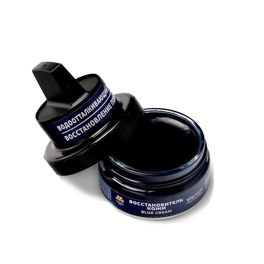Крем - Восстановитель для профессионального ухода за обувью Vister Professional " Blue cream " , Синий , 50мл. Фото 4.