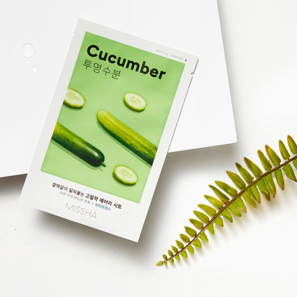 Увлажняющая маска для сухой кожи Missha Cucumber с экстрактом огурца 19г. Фото 5.