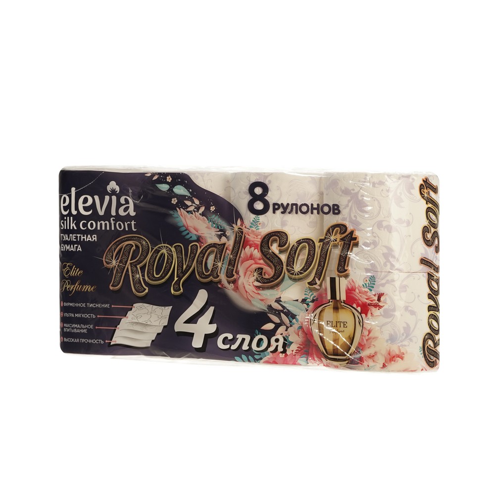 Туалетная бумага Elevia Royal soft Elite perfume 4х-слойная 8шт. Фото 2.