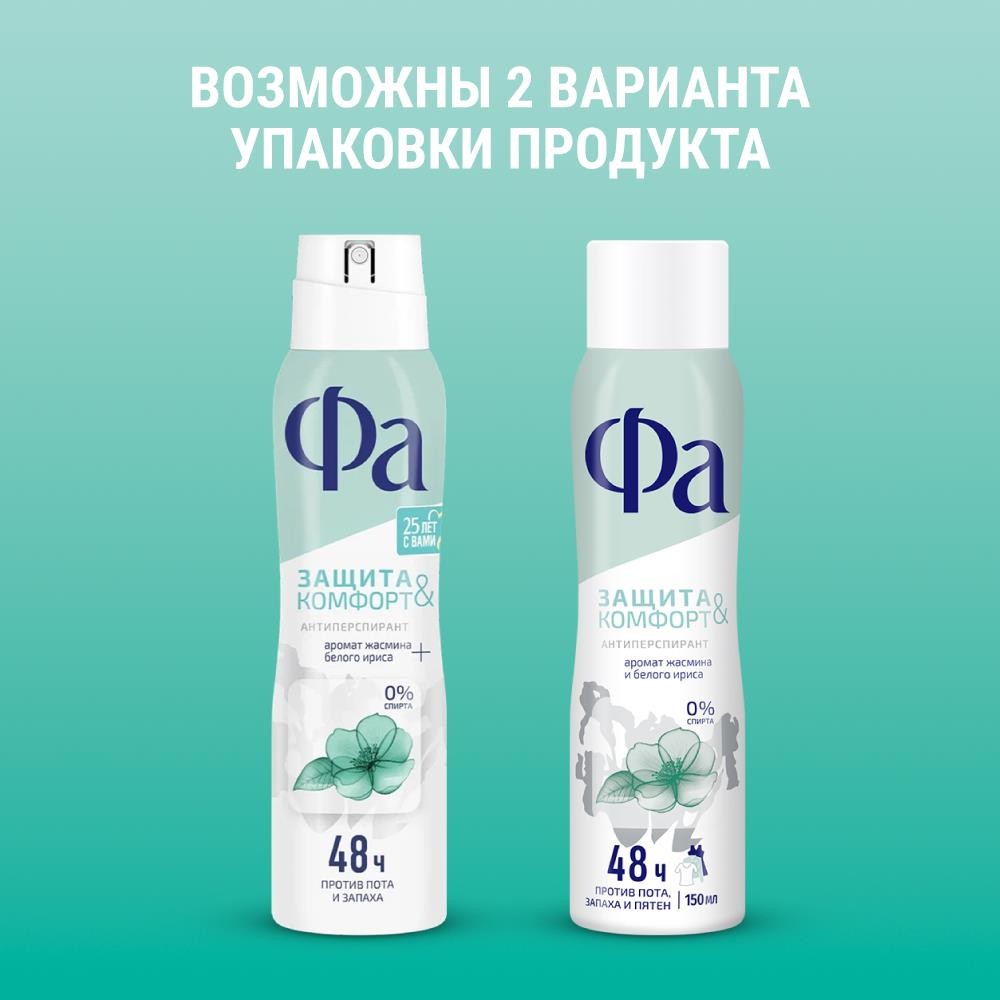 Женский дезодорант - антиперспирант Фа Защита & Комфорт Жасмин и белый рис 150мл. Фото 7.