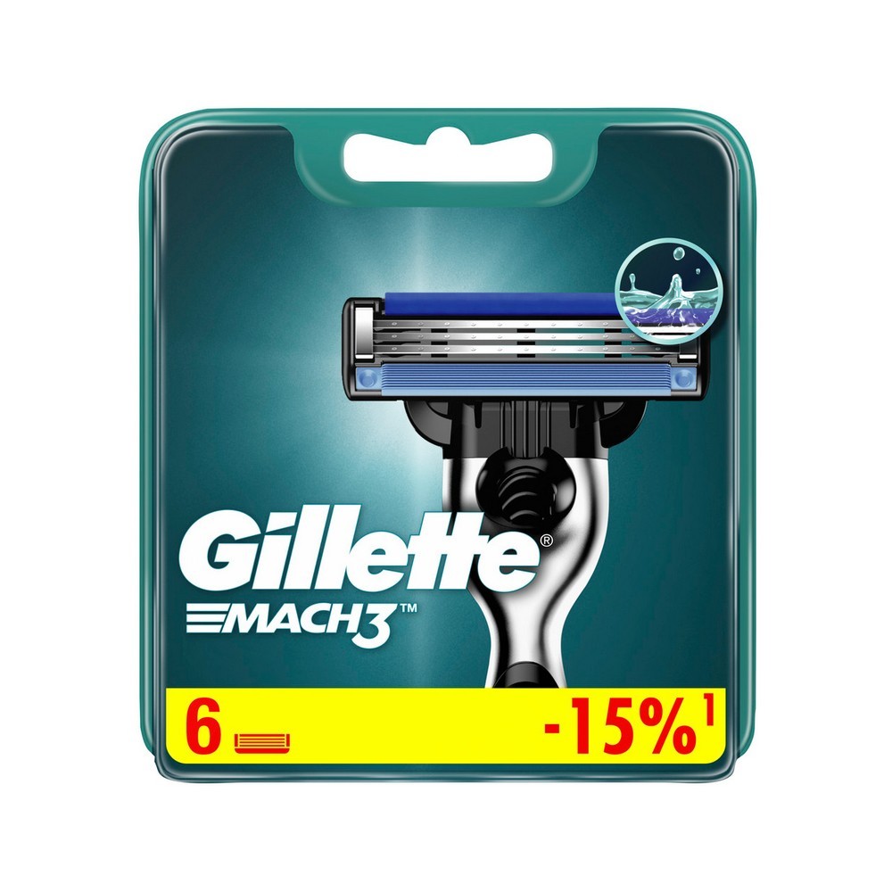 Кассеты для станка Gillette Mach 3 сменные 6шт. Фото 1.