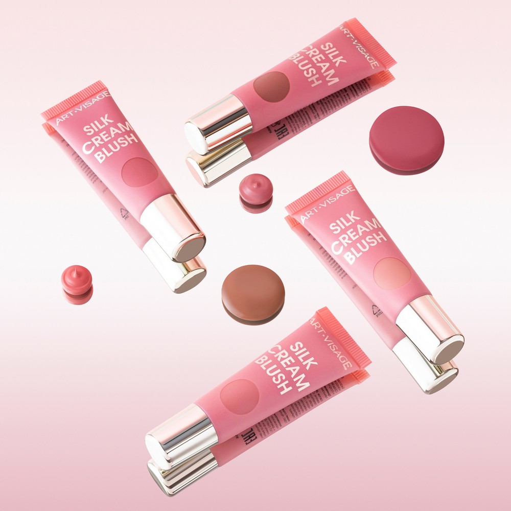 Кремовые румяна для лица с сатиновым финишем Art-Visage Silk Cream Blush 432 13мл. Фото 4.