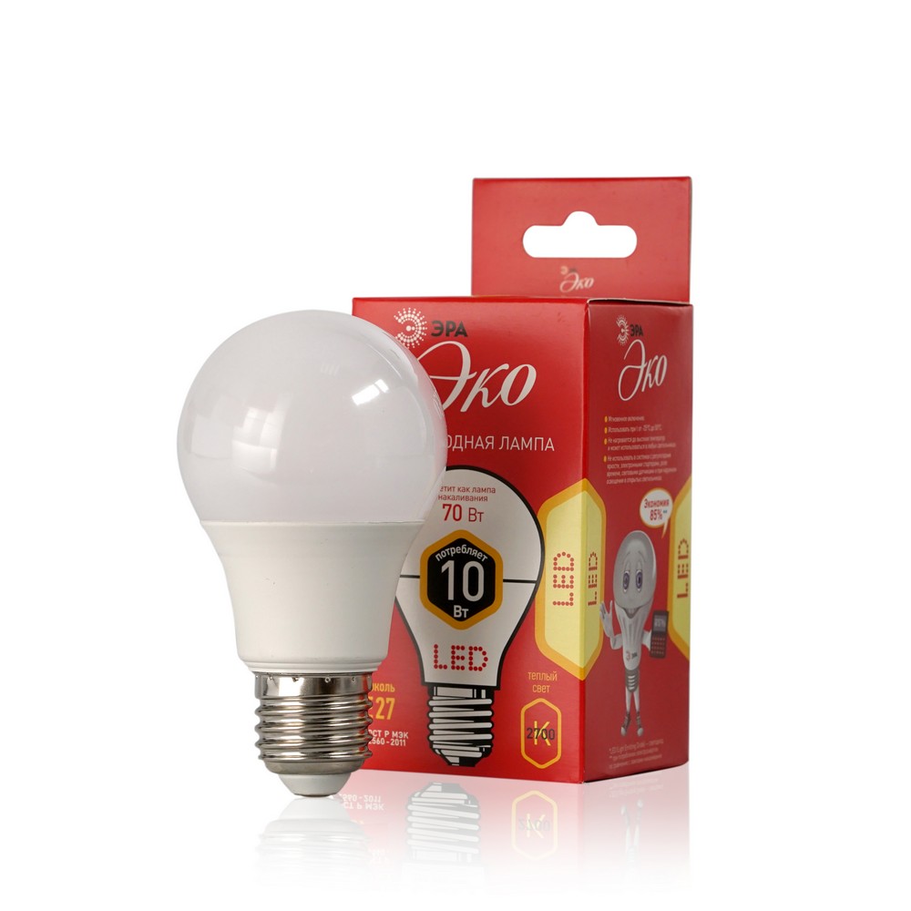 Лампа Eco LED Эра A60-10W-827-E27 Грушевидная. Фото 1.