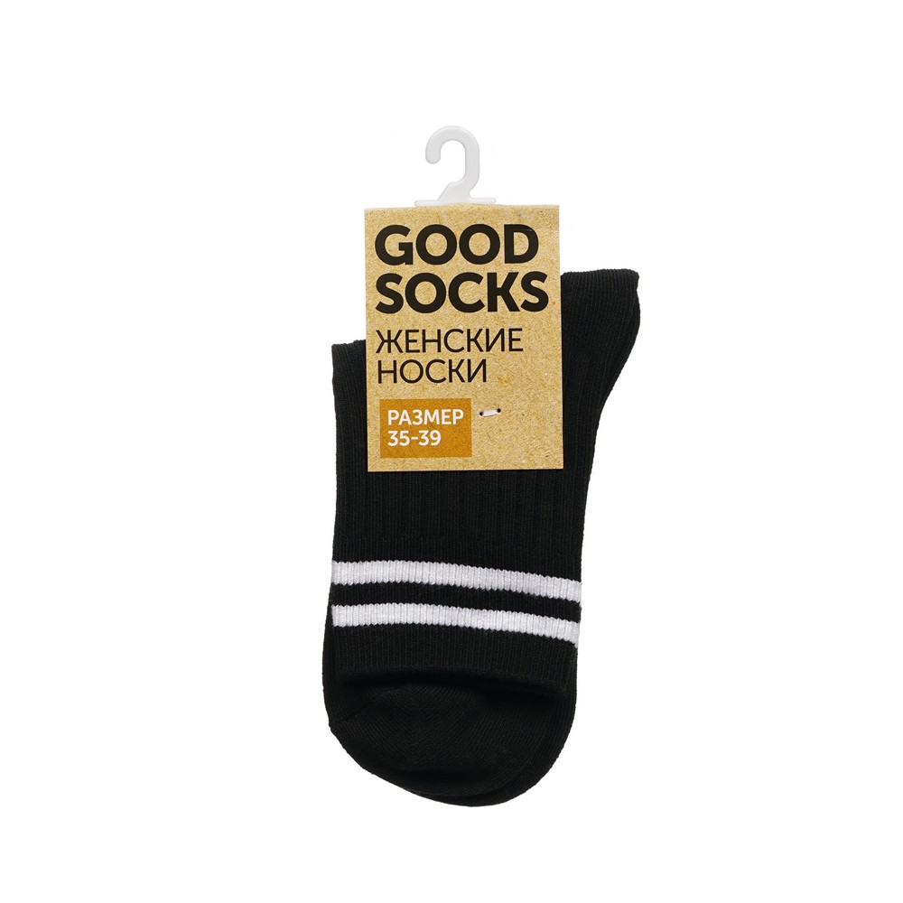 Женские однотонные носки Good Socks Лапша/Полоски Черный р.35-39